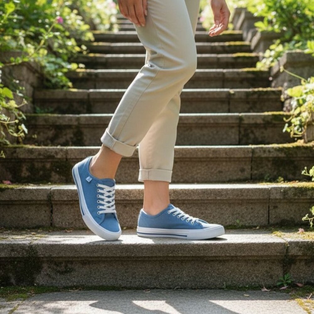 Hurley 7 Sneaker Woman's Carrie Canvas Lace-up Casual Shoe Classic Blue Denim